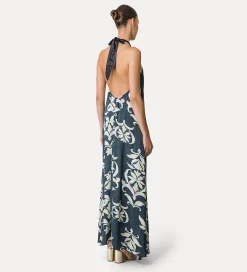 Best forte_forte abito in raso con scollo halter oltremare