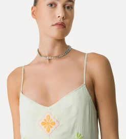 Best forte_forte abito in voile con ricamo “oniric blossom” mint