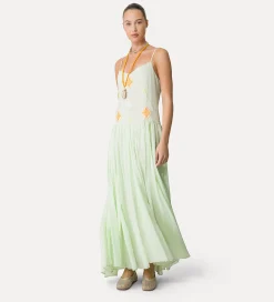 Best forte_forte abito in voile con ricamo “oniric blossom” mint