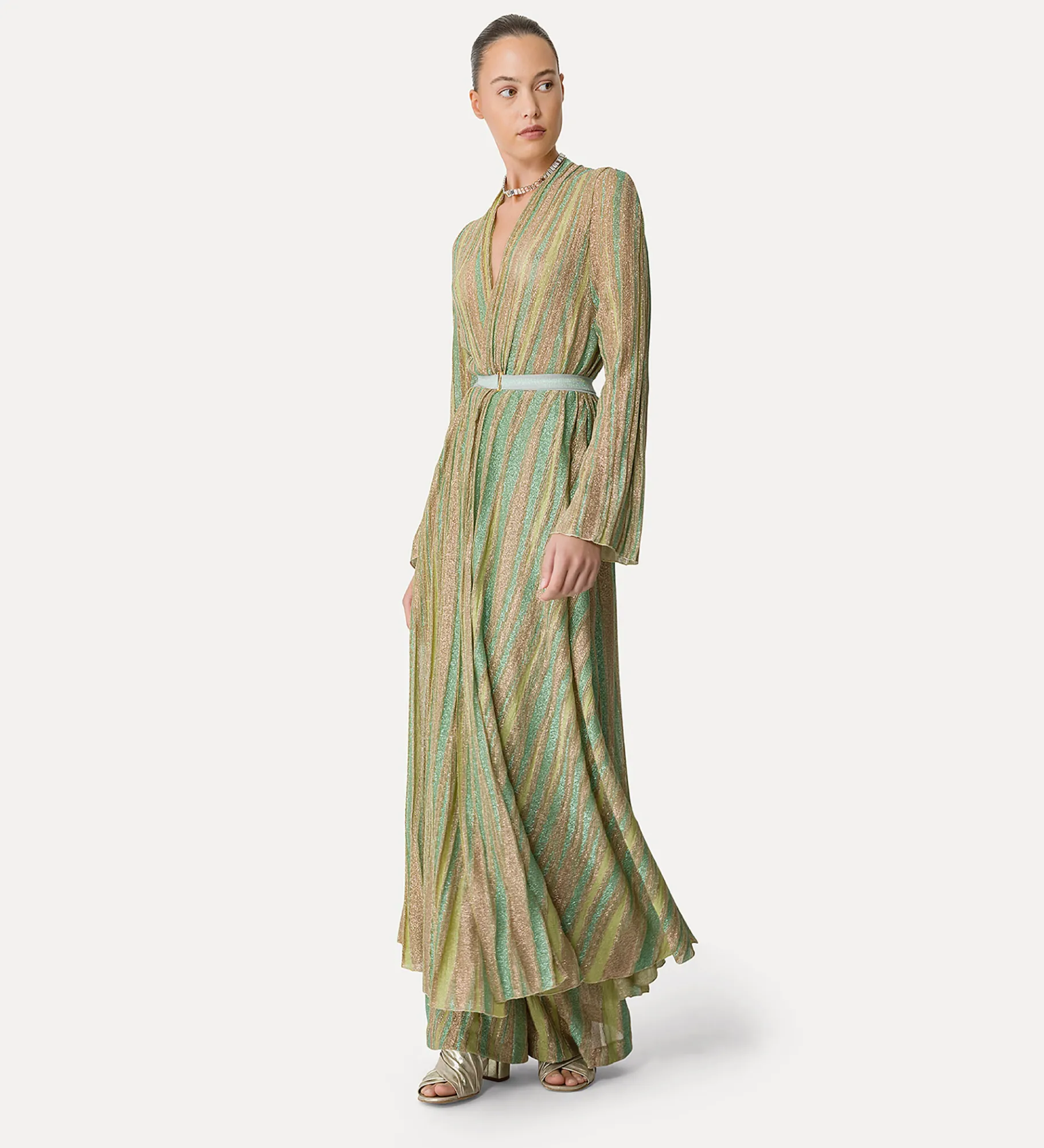 Hot forte_forte abito incrociato davanti in jersey lurex clorofilla