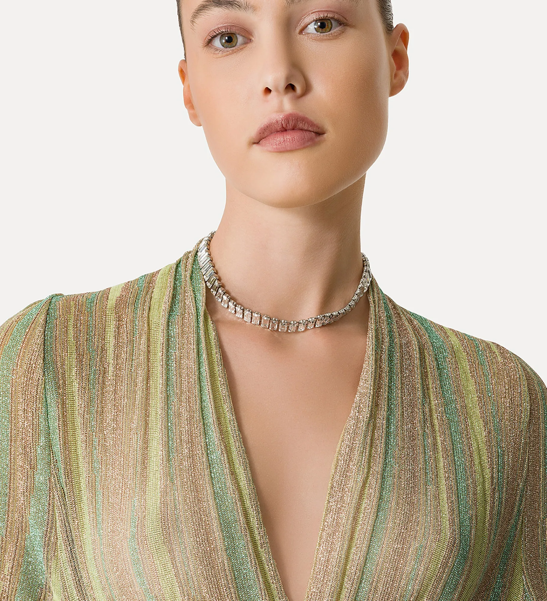 Hot forte_forte abito incrociato davanti in jersey lurex clorofilla