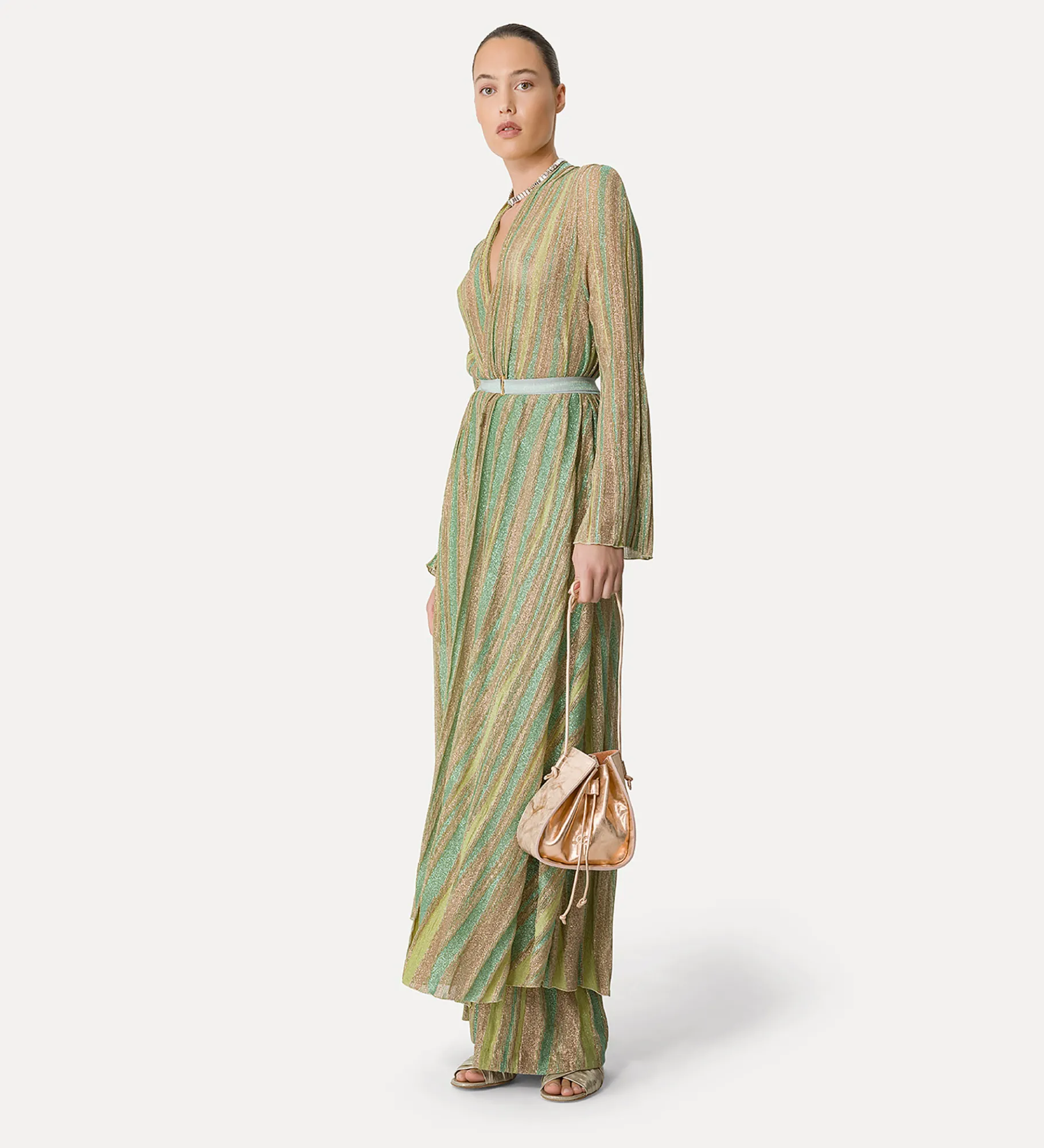 Hot forte_forte abito incrociato davanti in jersey lurex clorofilla