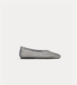 Clearance forte_forte ballerina in rete con strass nero