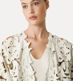Clearance forte_forte bomber in pelle donna con ricamo “poetic orchid” orchidea