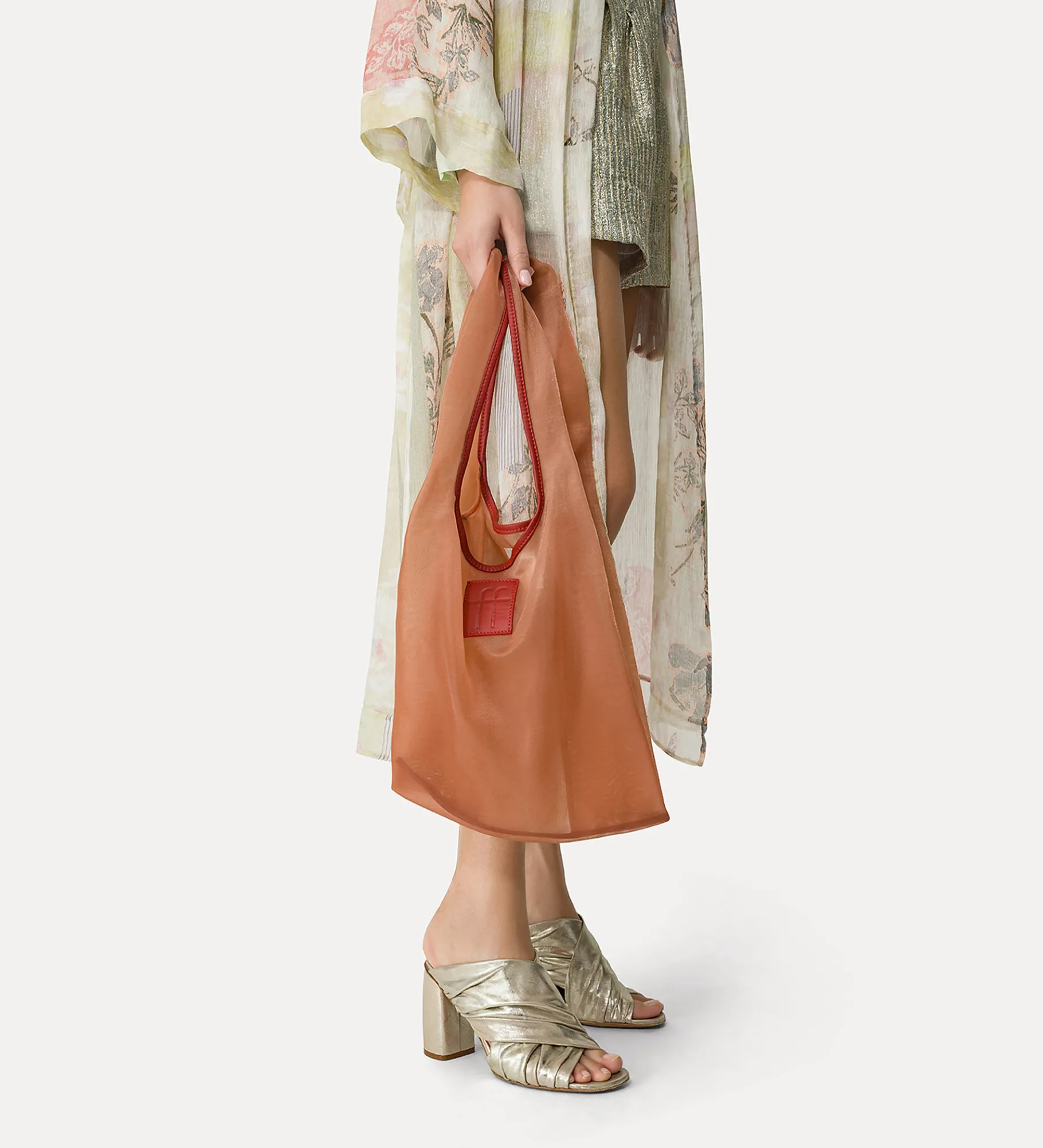 New forte_forte borsa in tulle colorato terre