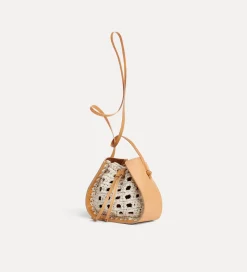 Sale forte_forte borsa secchiello in pelle e crochet naturale