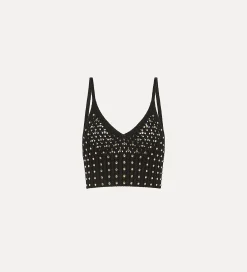Outlet forte_forte bralette cotone con cristalli noir
