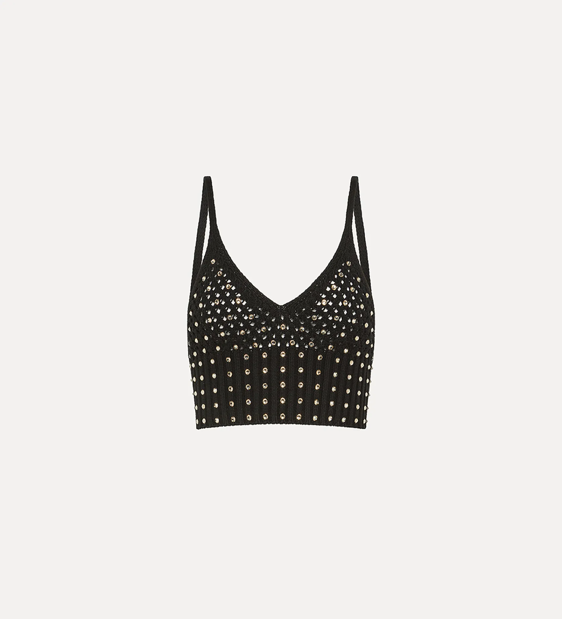 Outlet forte_forte bralette cotone con cristalli noir