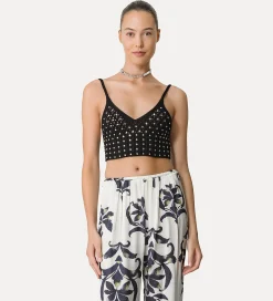 Outlet forte_forte bralette cotone con cristalli noir