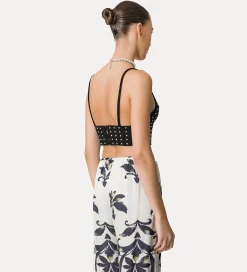 Outlet forte_forte bralette cotone con cristalli noir