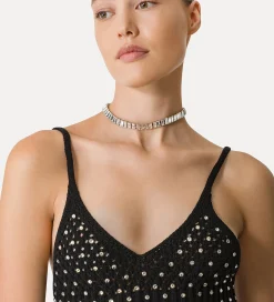 Outlet forte_forte bralette cotone con cristalli noir
