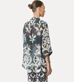 Discount forte_forte camicia a maniche corte con stampa “the secret lily” oltremare