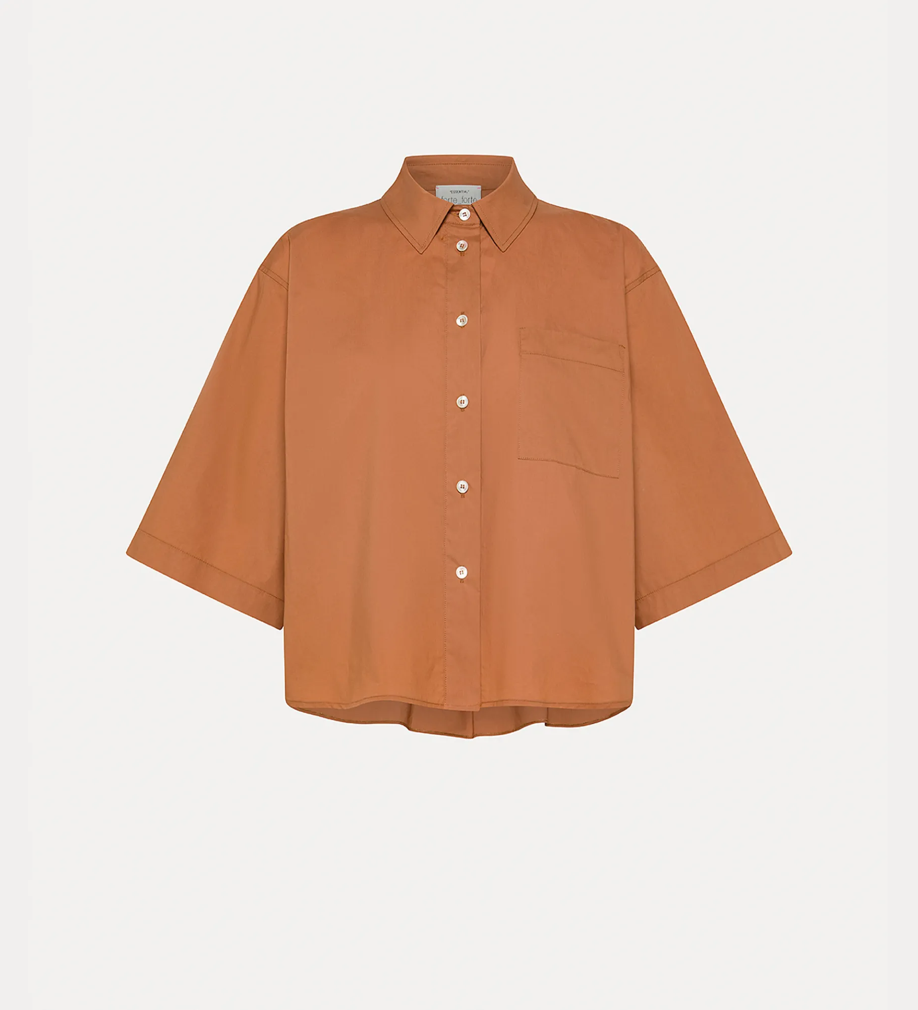 New forte_forte camicia a maniche corte in popeline terra