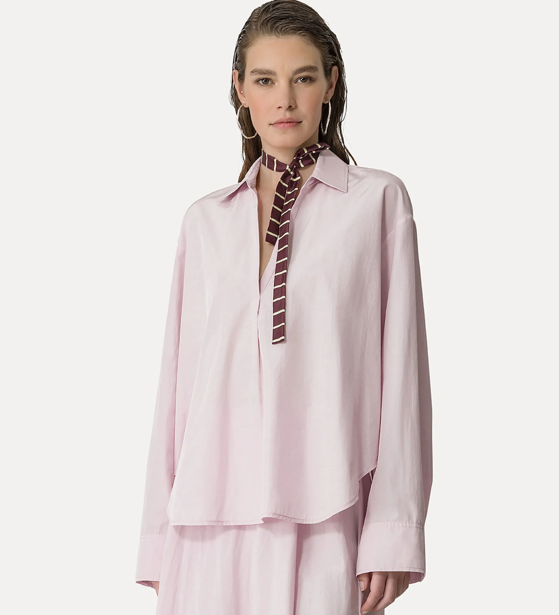 Sale forte_forte camicia a polo in taffetà oyster