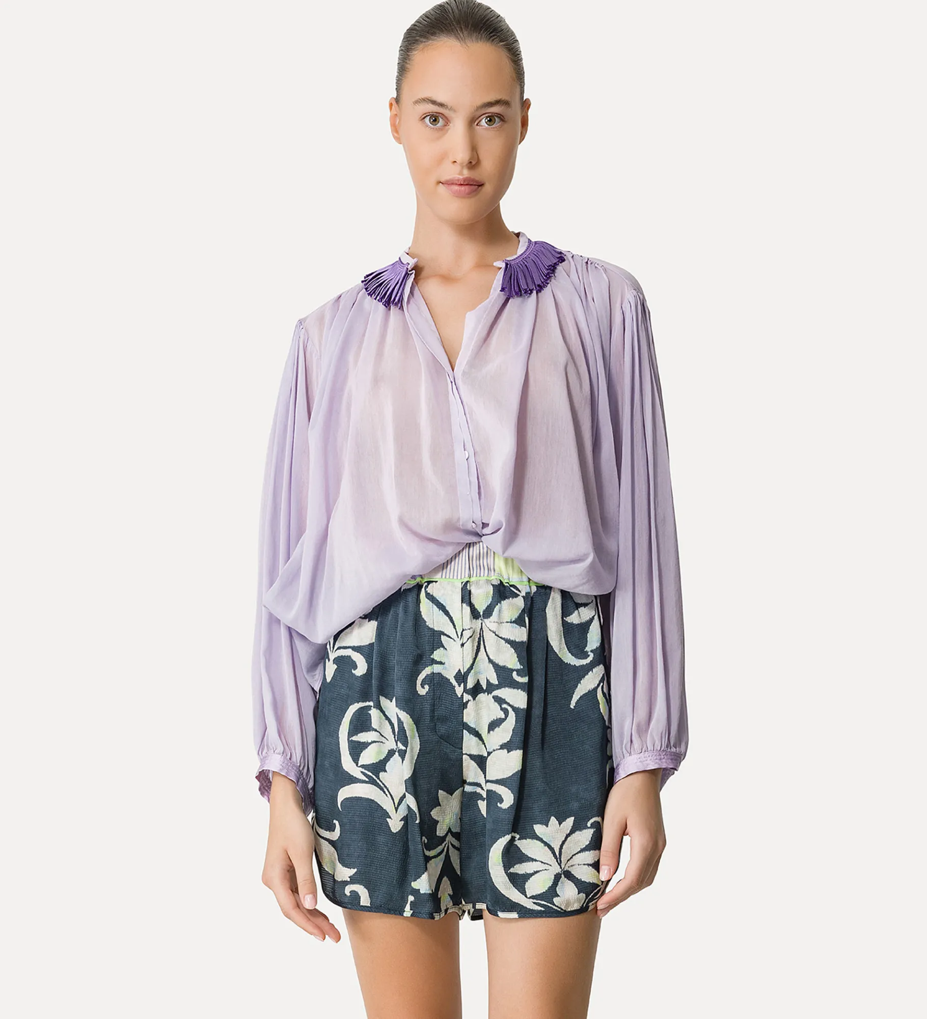 Outlet forte_forte camicia bohemien donna lilac