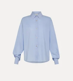 Clearance forte_forte camicia boxy essential in popeline di cotone ciel