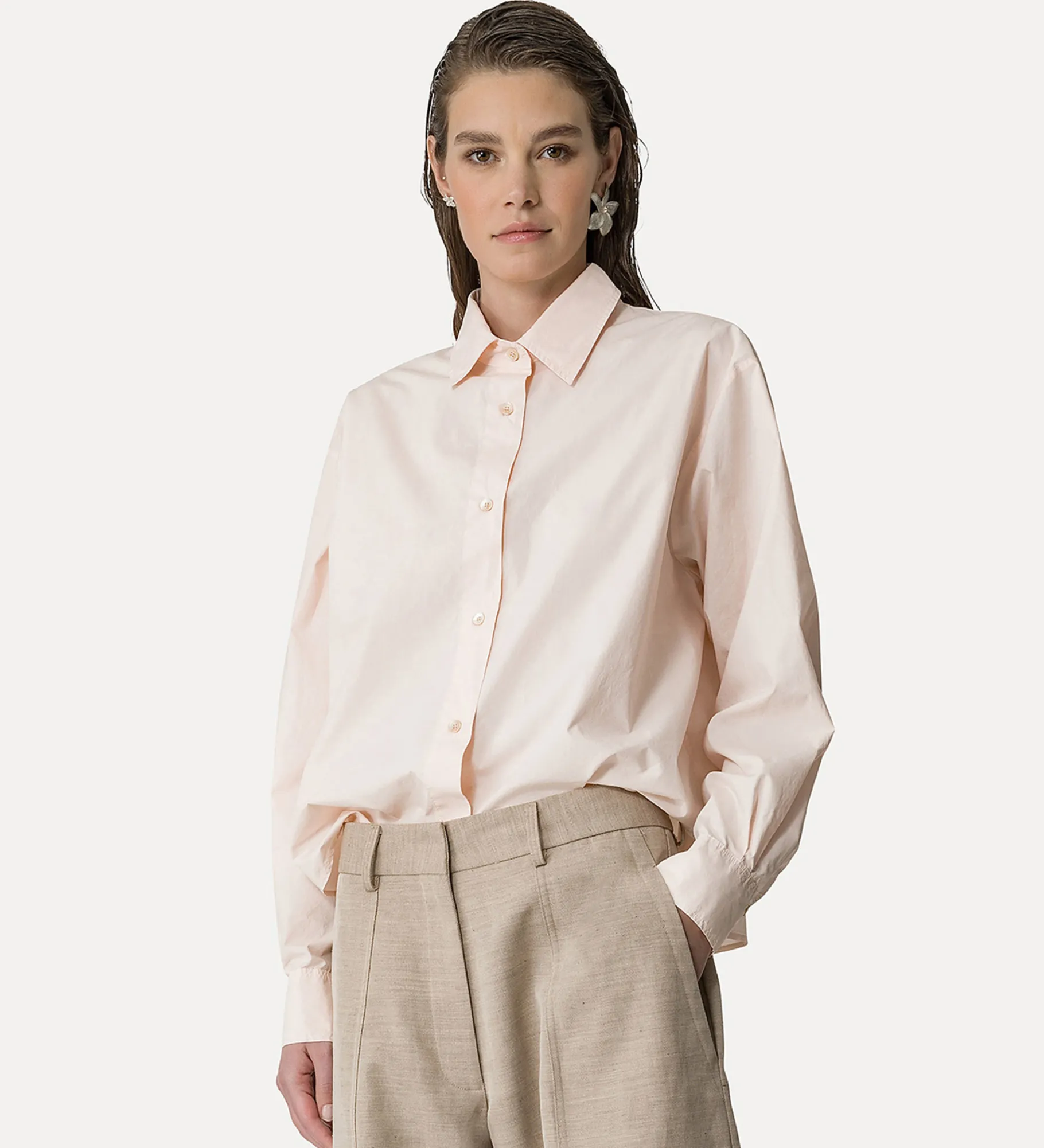 Fashion forte_forte camicia boxy fit in popeline oyster
