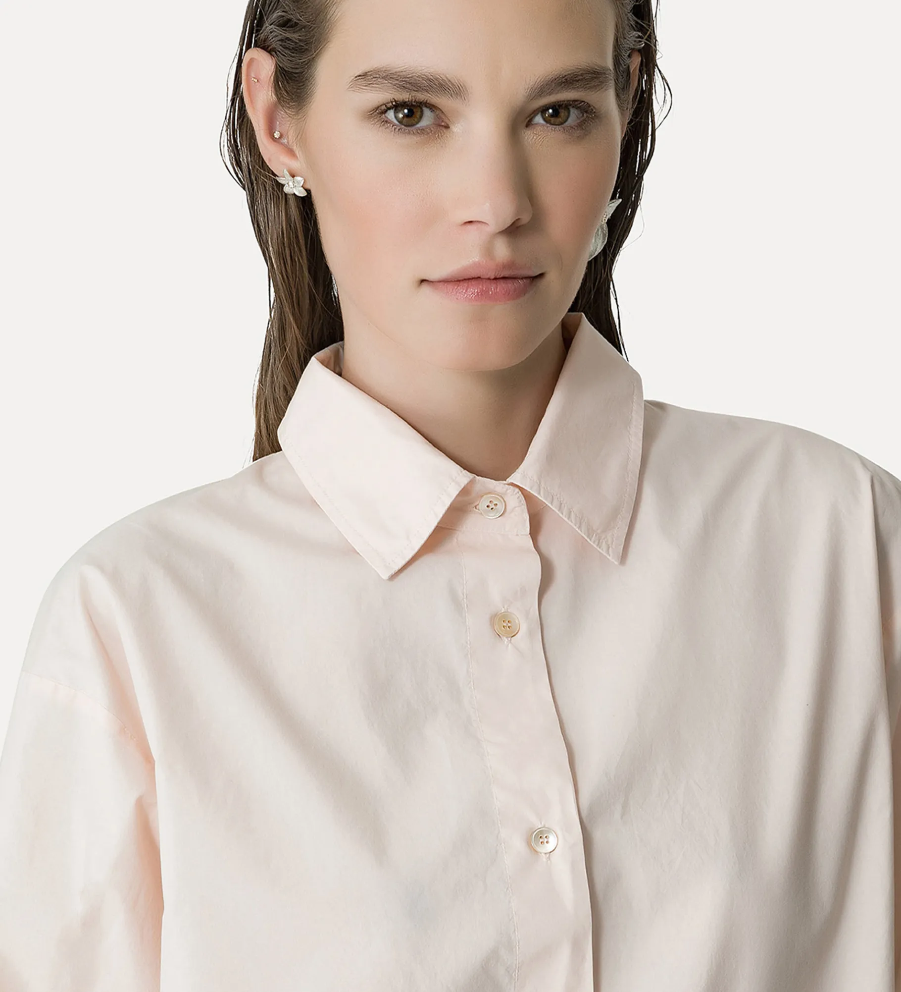Fashion forte_forte camicia boxy fit in popeline oyster