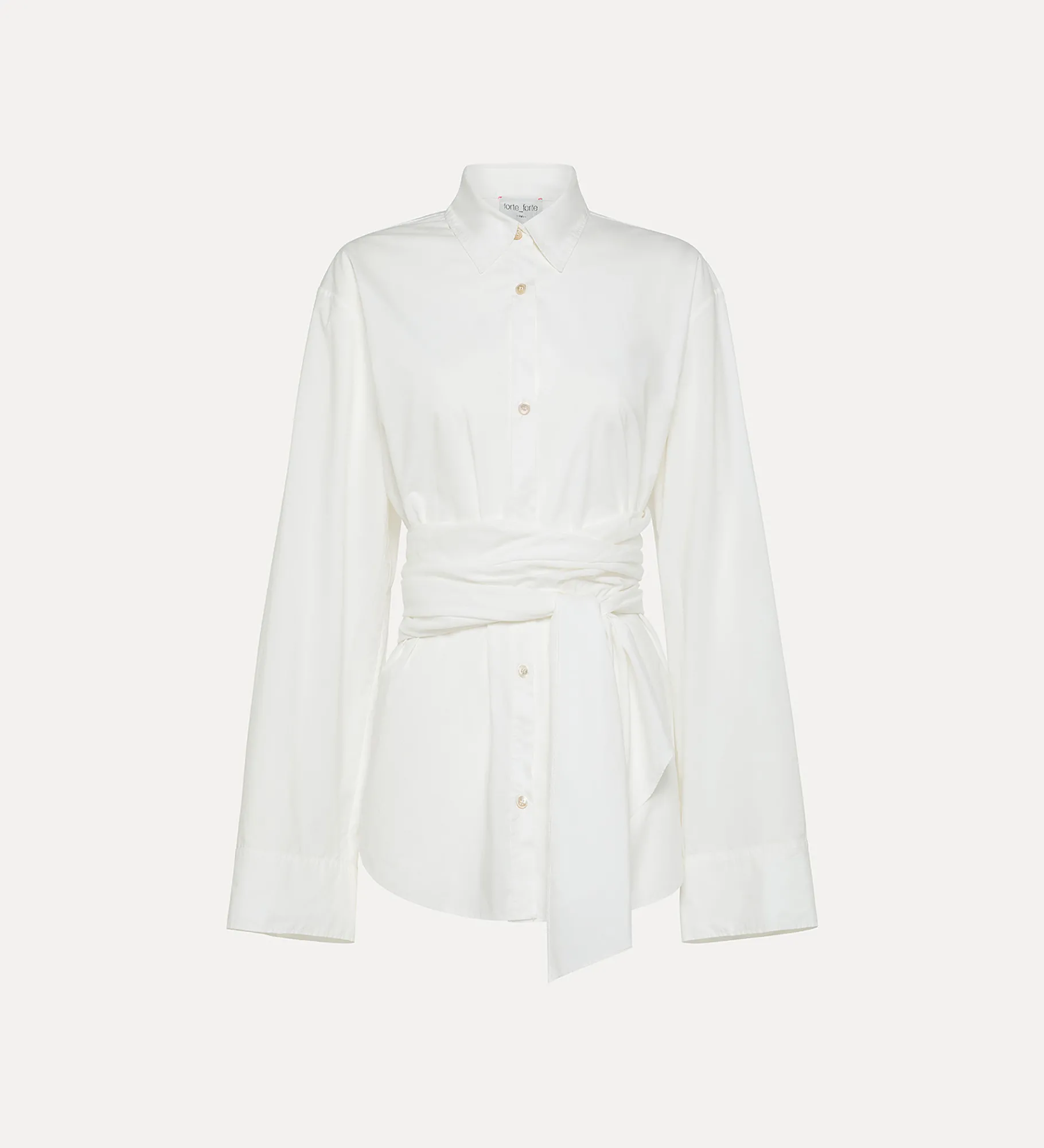 Hot forte_forte camicia con cintura in vita bianco