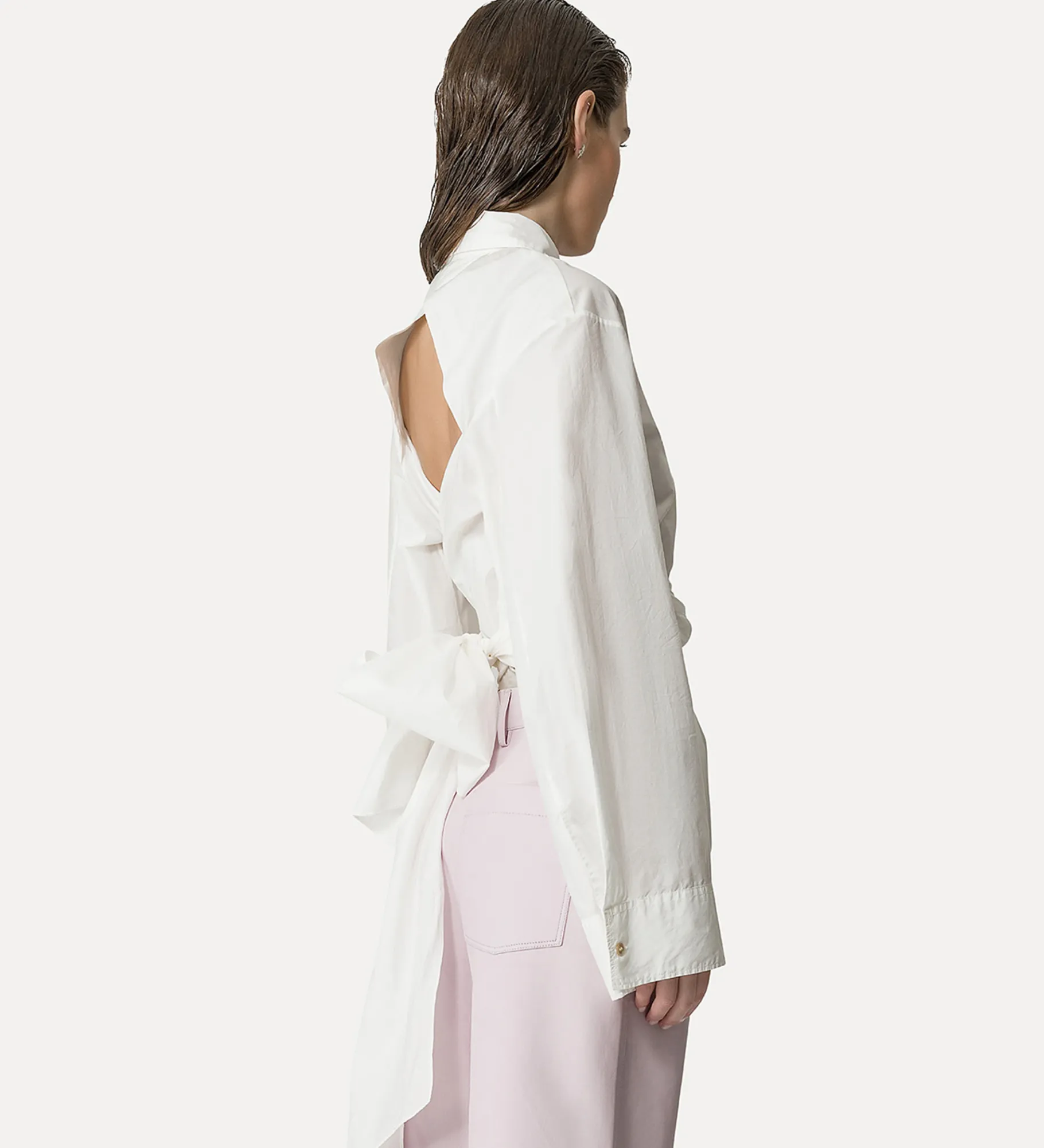 Hot forte_forte camicia con cintura in vita bianco