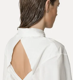 Hot forte_forte camicia con cintura in vita bianco