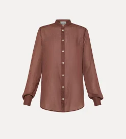Best forte_forte camicia coreana essential in voile di cotone e seta cacao