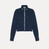 Outlet forte_forte camicia cropped in denim indigo