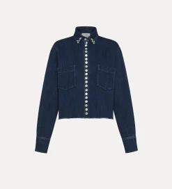 Outlet forte_forte camicia cropped in denim indigo