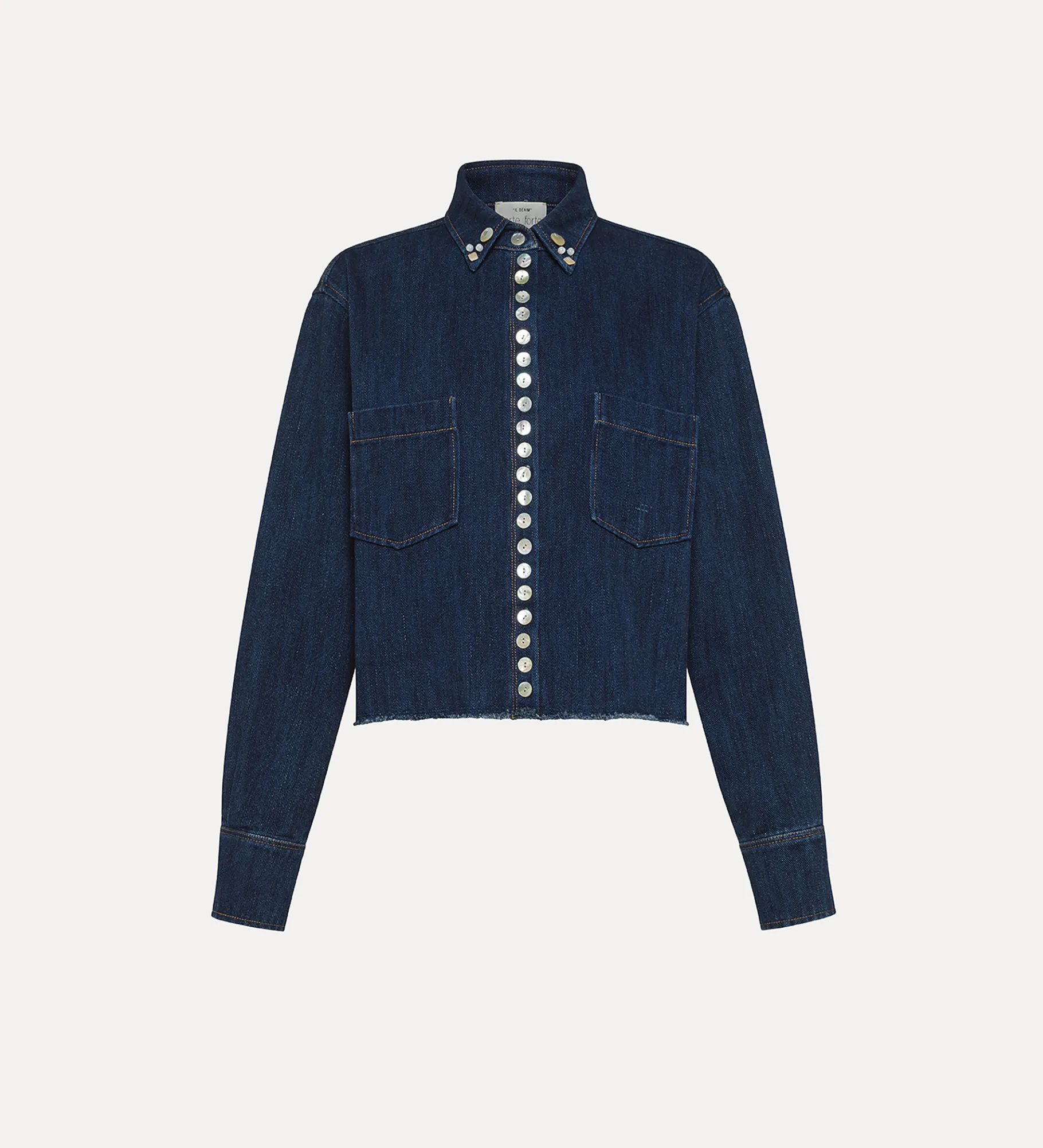 Outlet forte_forte camicia cropped in denim indigo