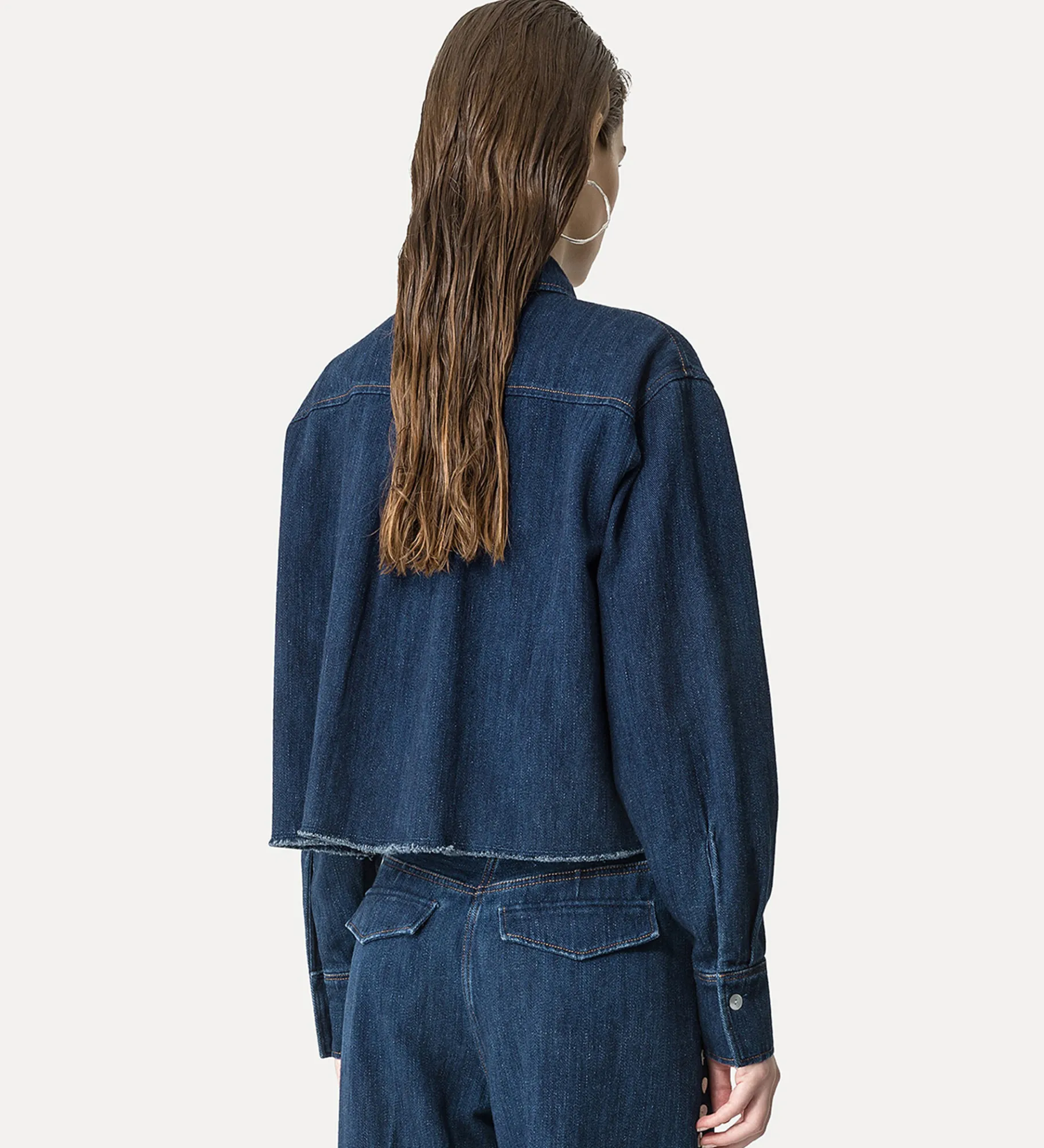 Outlet forte_forte camicia cropped in denim indigo