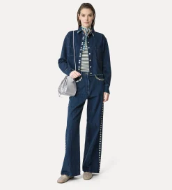 Outlet forte_forte camicia cropped in denim indigo