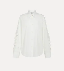 New forte_forte camicia in cotone ricamato bianco