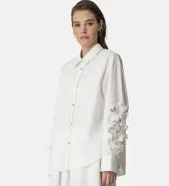 New forte_forte camicia in cotone ricamato bianco