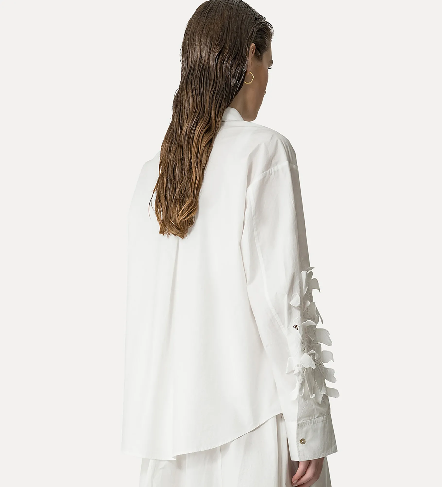 New forte_forte camicia in cotone ricamato bianco