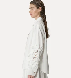 New forte_forte camicia in cotone ricamato bianco