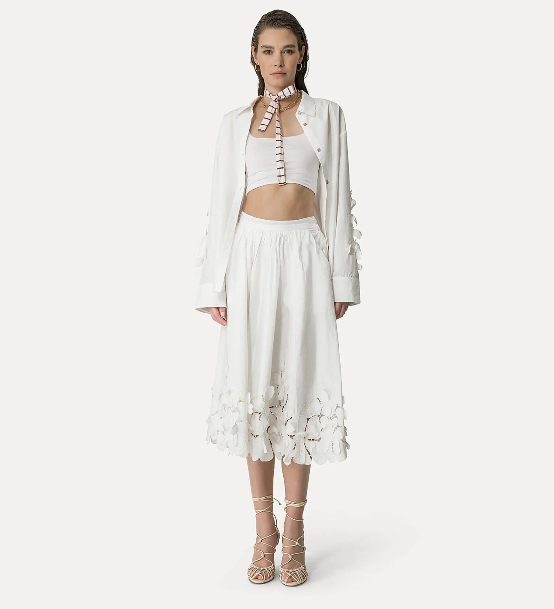 New forte_forte camicia in cotone ricamato bianco