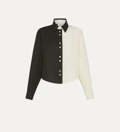 New forte_forte camicia in lino donna color block noir