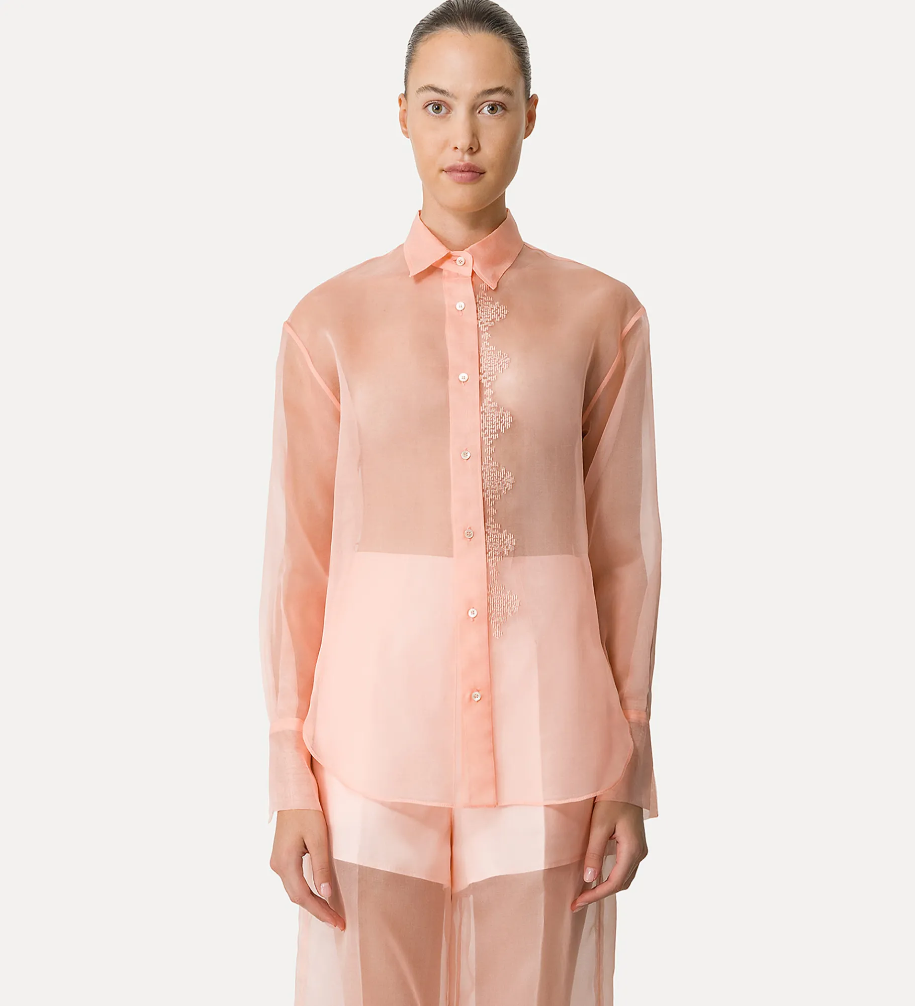 Sale forte_forte camicia in organza di seta pesco