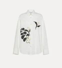 Fashion forte_forte camicia in popeline con ricamo oyster