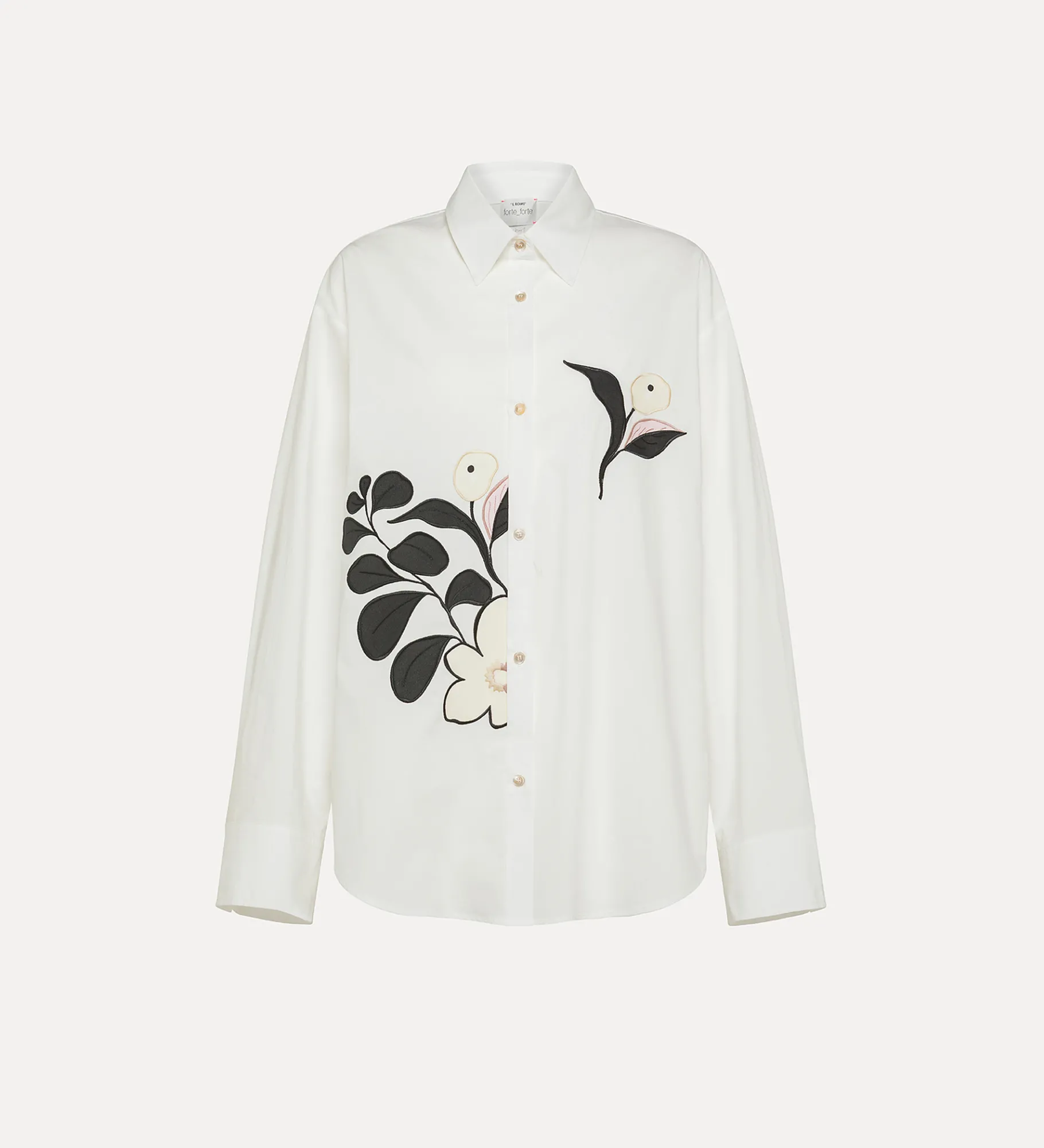 Fashion forte_forte camicia in popeline con ricamo oyster