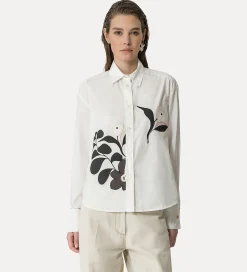 Fashion forte_forte camicia in popeline con ricamo oyster