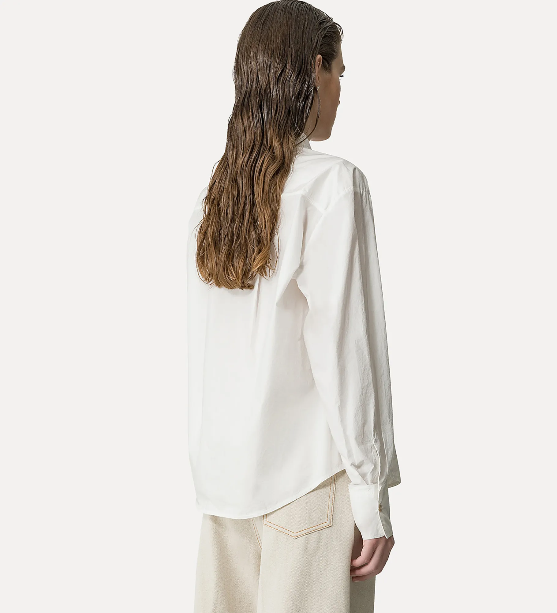 Fashion forte_forte camicia in popeline con ricamo oyster