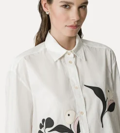 Fashion forte_forte camicia in popeline con ricamo oyster