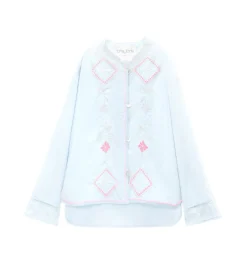 Best forte_forte camicia in popeline con ricamo “oniric blossom” rugiada