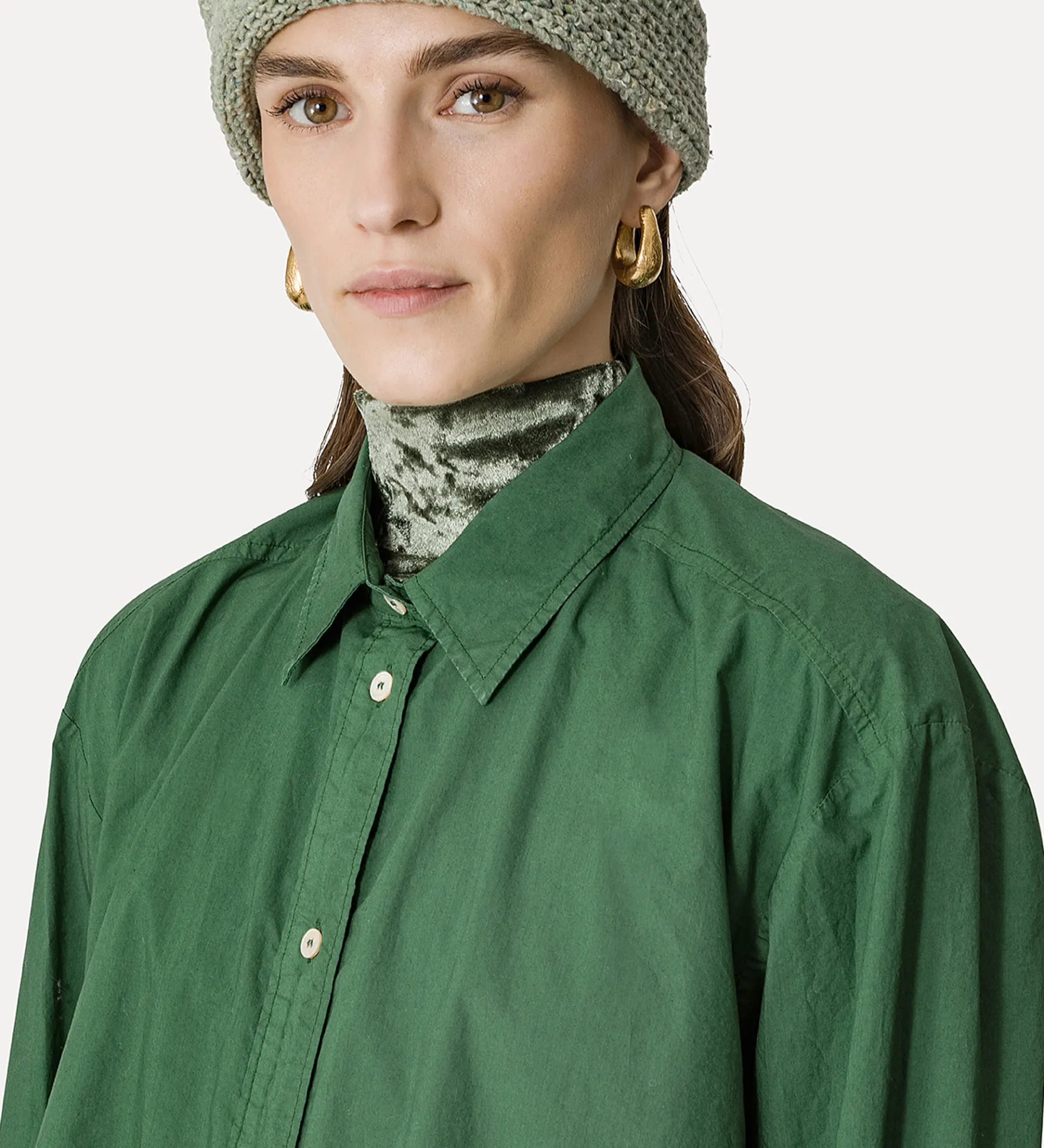 Hot forte_forte camicia maschile essential in popeline di cotone BCI malachite