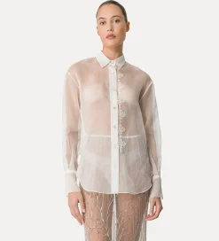 Discount forte_forte camicia organza di seta giglio