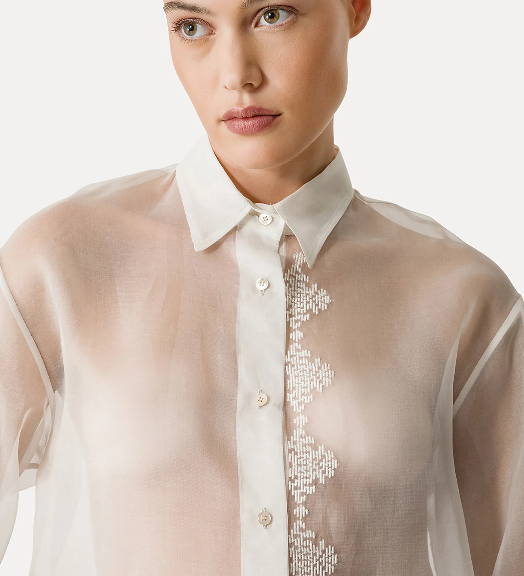 Discount forte_forte camicia organza di seta giglio