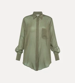 Best forte_forte camicia over essential in voile di cotone e seta olive