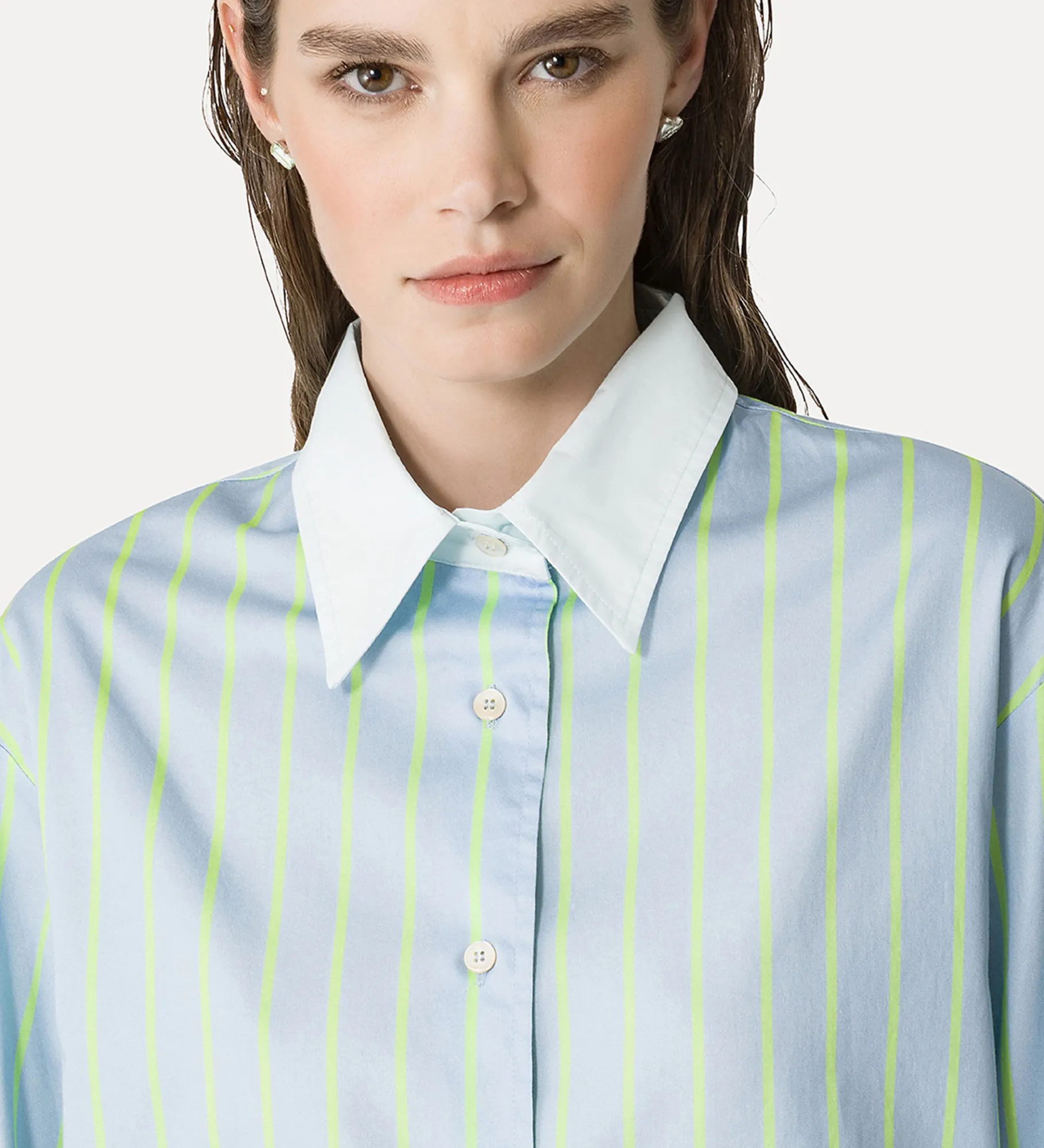 Outlet forte_forte camicia raso a righe nuage