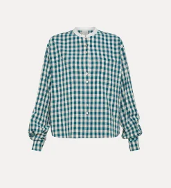 Hot forte_forte camicia serafino in vichy peacock